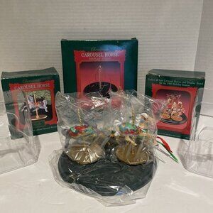 Vintage Hallmark Ornament Carousel  Horse Stand Horses Holly #2 &  Ginger #4 NEW